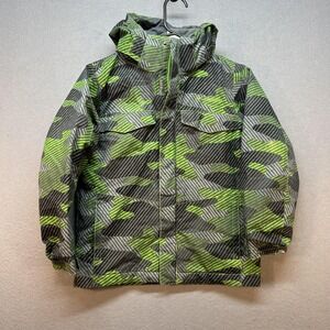 Columbia Jacket Kids XS 6/7 Green Camo Interchange Hooded Insulated Ski Winter